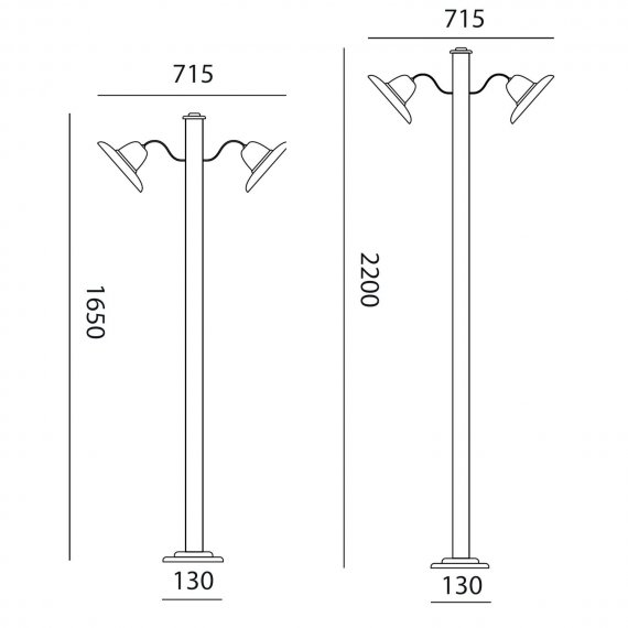 Doppelte Auen-Laterne mit Fassung oder LED