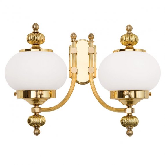 Doppelte Jugendstil-Wandlampe in Messing glnzend, wei...