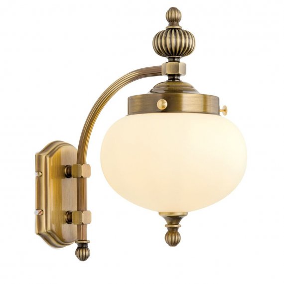 Jugendstil-Wandlampe in Messing patiniert, champagner...