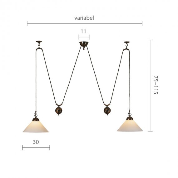 Zweiflammige Zugleuchte mit variabler Abhngung
